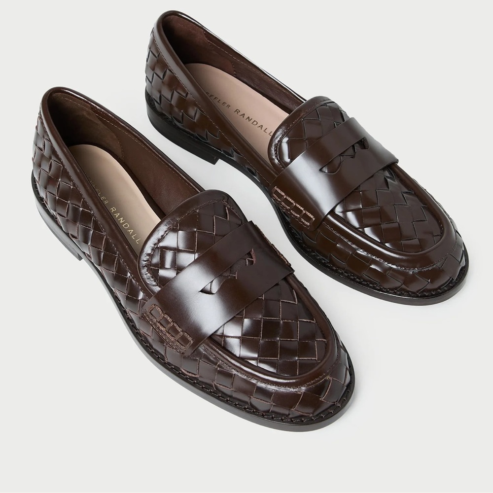 NWB LOEFFLER RANDALL RACHEL WOVEN LOAFERS IN ESPRESSO SIZE 7
